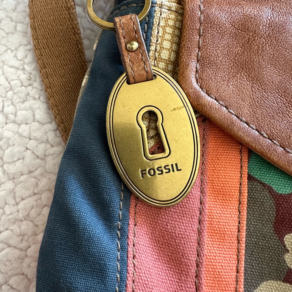 Fossil Multicolor Patchwork Crossbody with Tan Le… - image 8